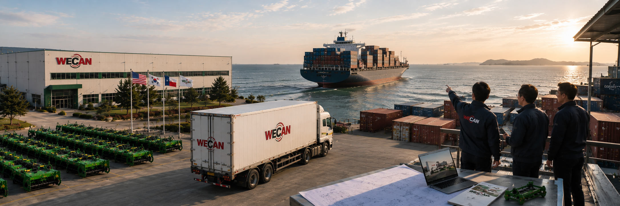 WeCan Global America global shipping network — Built in Korea, delivered across the Americas