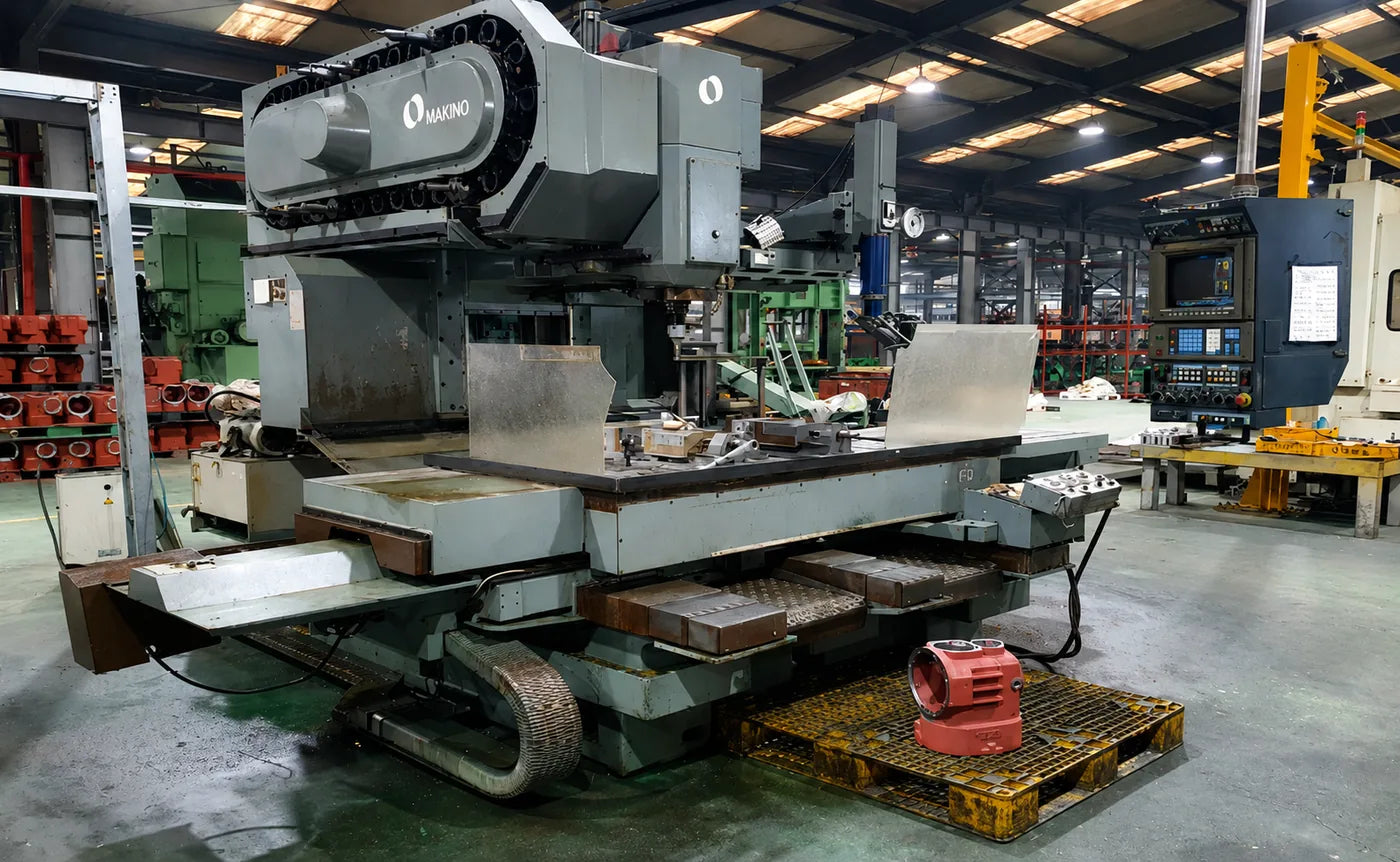 Makino CNC machining center cutting WeCan gearbox housings, Iksan plant